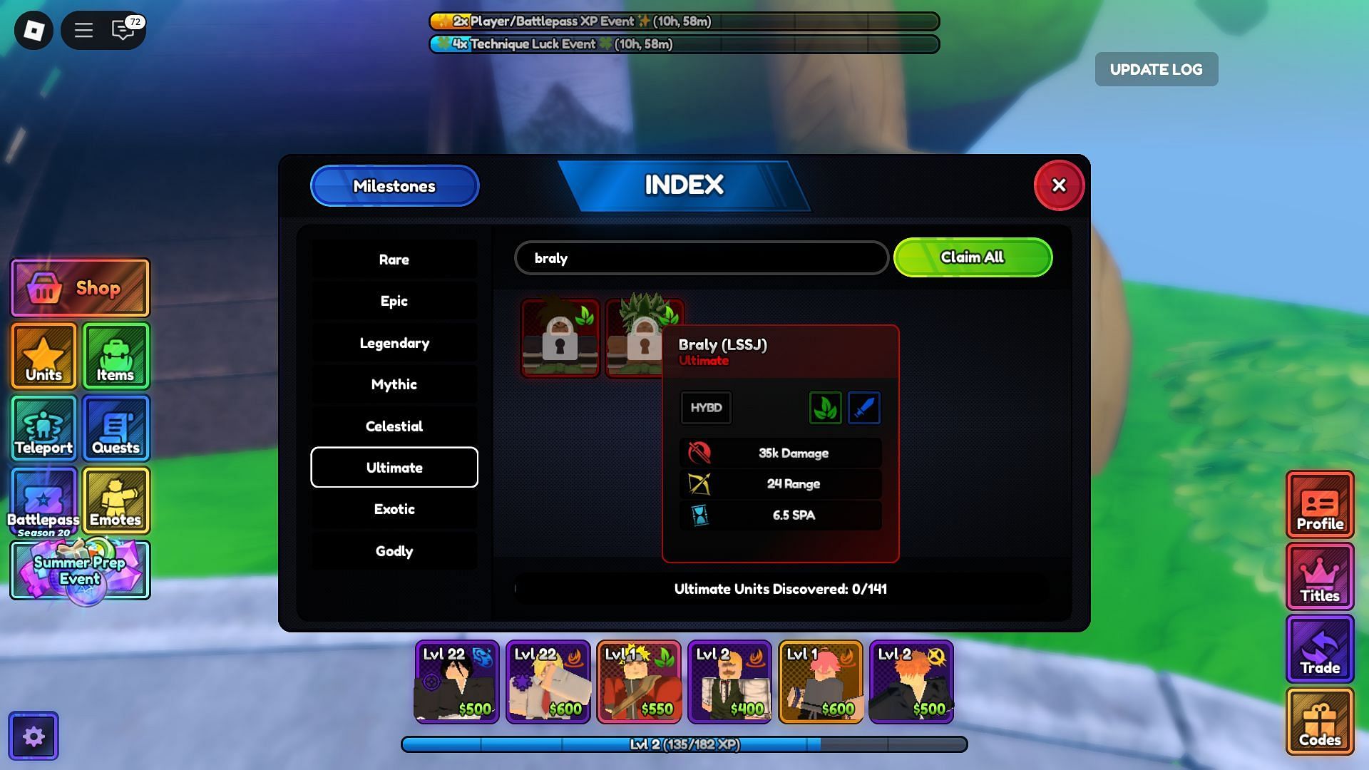 Braly (LSSJ) in the Index (Image via Roblox)